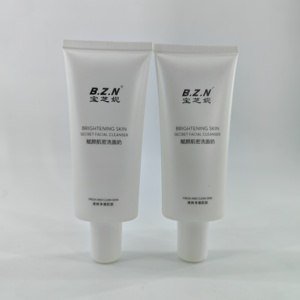 Envase cosmético personalizado para limpiador facial iluminador de la piel, tubo ovalado de plástico HDPE vacío con tapa de rosca para lavado facial - Product Image 1