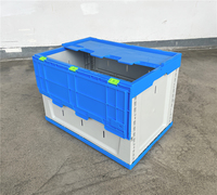 Caisse de rangement en plastique pliable bleu-gris 600x400x410mm de l'usine chinoise, bacs de transport empilables, caisses logistiques personnalisables