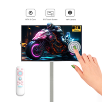 Tv pintar 24 inci, Speaker baterai tanam, layar Lcd Android 12 layar sentuh berdiri Tv portabel