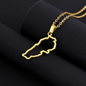 Vintage Stainless Steel Lebanon Flag Drip Oil <b>Map</b> Pendant Necklace for Men & Women Unisex Link Chain Gift - Product Image 6