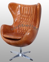 Fauteuil Aviateur à dossier haut, style vintage du milieu du siècle, en cuir pleine fleur, fauteuil pivotant de bureau, fauteuil à bras en cuir vieilli