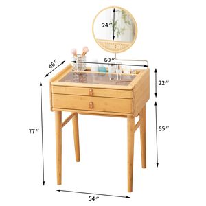 Bàn với gương và bàn ghế bàn trang điểm với 2 ngăn kéo - Product Image 4