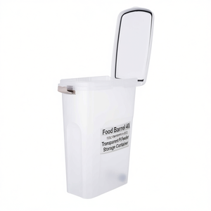 Baril alimentaire 40l transparent blanc en PET, conteneur de stockage pour animaux de compagnie - Product Image 2