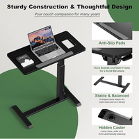 Bureau mobile en métal réglable à 90 ° inclinable pour ordinateur portable pour meubles de maison et table d'appoint pour le travail debout ou les loisirs