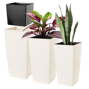 Factory Direct Square Plastic Plant <b>Pot</b> Premium PP White Garden Planter for Flowers Herbs <b>Succulents</b> Indoor Outdoor Landscaping - Product Image 1
