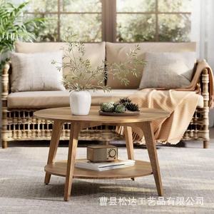 Mesa de centro redonda de madera, para apartamento pequeño, diseño sencillo, mesa redonda pequeña de doble capa, creativa para balcón de casa de huéspedes y - Product Image 1