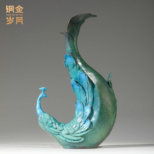 <b>Copper</b> Art Workshop Peacock <b>Vase</b> <b>Copper</b> Metal Handmade Ornament Tabletop Decoration Living Room Entrance Hall Decor - Product Image 5