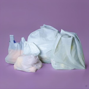 Sac de transport en tissu de t-shirt 100% compostable avec poignée en plastique pour l'emballage des produits d'épicerie et l'usage domestique, taux d'exportation - Product Image 1