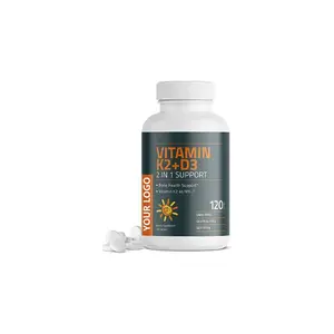 Hot Koop Oem Vitamine K2 D3 (Mk7) Supplement Non-Gmo Formule 5000iu Vitamine D3 90 Mcg Vitamine K2 MK-7