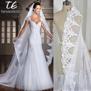 S3554F New New <b>White</b> Water Soluble <b>Lace</b> Bridal Veil With Comb Veil Manufacturer Wedding Soft Yarn - Product Image 2
