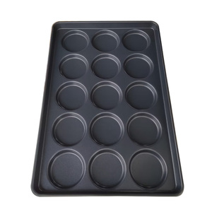 Bandeja de Horno Redonda Antiadherente de Acero Aluminizado de 4 Pulgadas con 15 Cavidades <span class=keywords><strong>para</strong></span> Hamburguesas y Panecillos - Product Image 2