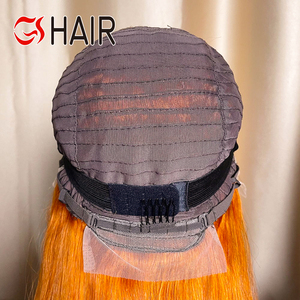 GS 180% 250% Body Wave #350 Orange Perruque Gingembre <span class=keywords><strong>Couleur</strong></span> Transparent Frontal Lace Perruques pour Femmes Noires Perruques de Cheveux Humains - Product Image 5
