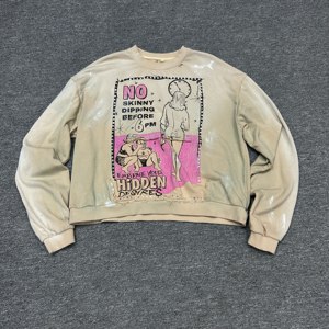 Tùy Chỉnh Crewneck Áo Mặt Trời Faded Rửa Đau Khổ Rhinestone Quá Khổ Tee Dài Tay Áo Dtg In Ấn Cổ Điển Tee - Product Image 1