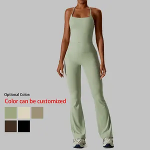 New Design Custom Workout Fitness Active Wear Crop Tops High Waist Fitness Flares Pants Yoga Set For Women