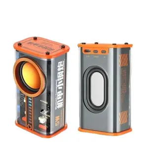 K07 Speaker nirkabel Mecha gaya transparan, Speaker BT 5.0 baterai 600mAh portabel mikrofon tanam 3 mode lampu LED untuk pesta