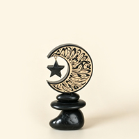 Décoration de table ronde en bois, lune et étoile, Ramadan, ornement de fête islamique de qualité supérieure, cadeau parfait pour la maison musulmane, festival de l'Aïd