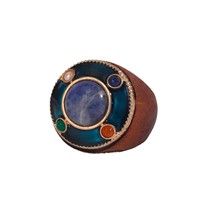 Bague en bois et pierre naturelle pour femme, style bohème, faite à la main, avec pierres précieuses, alliance vintage sculptée en turquoise et agate, cadeau pour elle