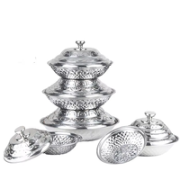 Nouveau Plateau Buffet Hôtelier Africain Anti-Rouille en Acier Inoxydable 410, Plateaux en Acier Inoxydable avec Couvercle pour Bain-Marie