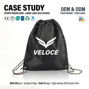 Custom Waterproof <b>Drawstring</b> Gym <b>Backpack</b> Polyester Sports Bag Recyclable Lightweight Carry Bag for Travel - Product Image 3