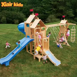 Xiair New Design Kids Montessori Preschool Equipment Playground Wooden Slide Kid Outdoor Play Area With S-Shape Slide