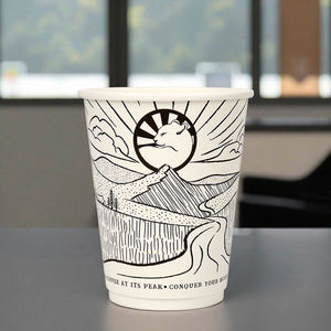 Personalized Disposable Kraft Paper Cups 8oz 10oz 12oz 16oz Double Wall Sleeve Lid Biodegradable Hot Coffee Tea Wine Custom