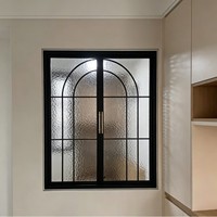 Ventana de Hierro Forjado Estilo Francés Vintage, Insonorizada, Decorativa, con Forma de Arco para Cocina o Dormitorio