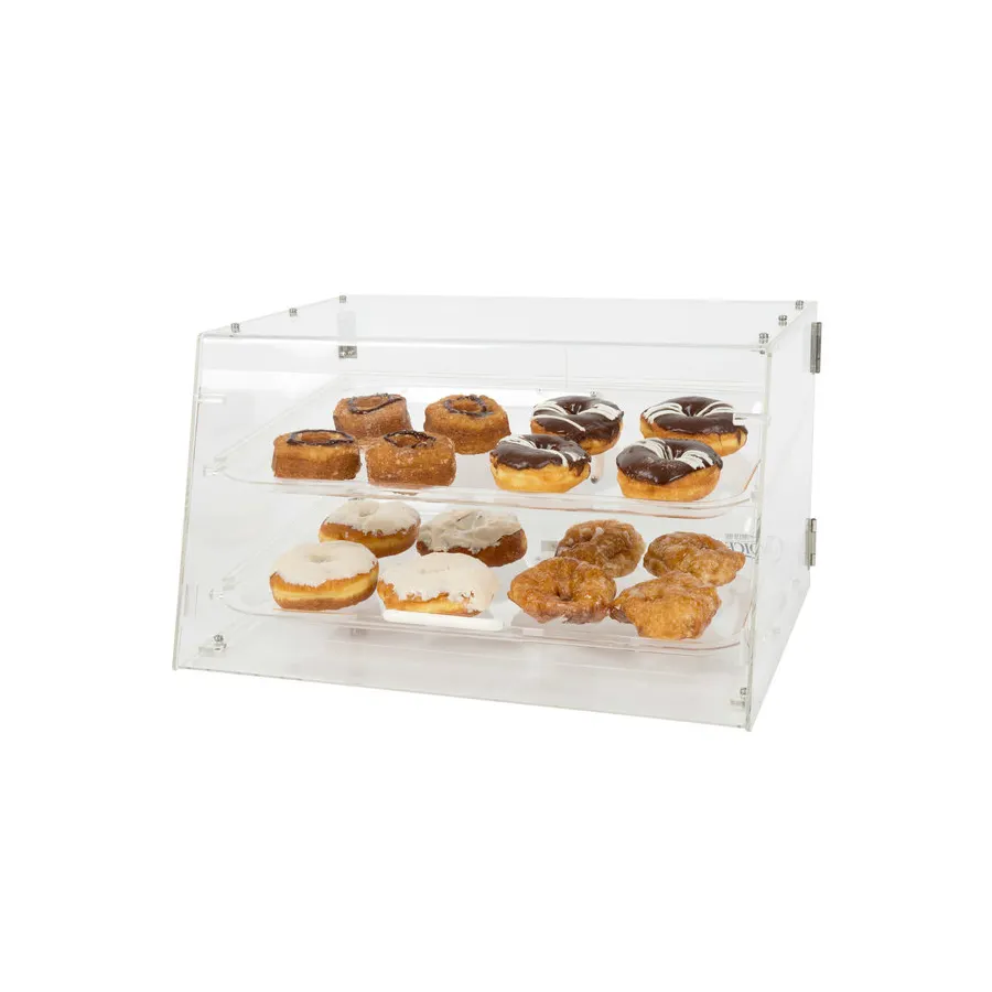 ที่กำหนดเองขนมปังร้านเคาน์เตอร์ด้านบนกล่องอะคริลิเค้กขนมกรณีการแสดงผลเบเกอรี่ตู้แสดง