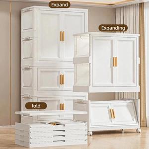 Armario <span class=keywords><strong>de</strong></span> Plástico Plegable <span class=keywords><strong>de</strong></span> 3 Niveles, 69 cm <span class=keywords><strong>de</strong></span> Ancho, Cajón <span class=keywords><strong>de</strong></span> Almacenamiento Plegable para el Hogar, Dormitorio, Armario <span class=keywords><strong>de</strong></span> Almacenamiento <span class=keywords><strong>de</strong></span> Ropa con Ruedas - Product Image 2