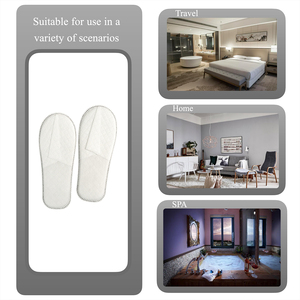 Chaussons d'hôtel blancs personnalisables en non-tissé, matelassés à grille, à bout fermé, pour hôtels 5 étoiles et spas - Product Image 4