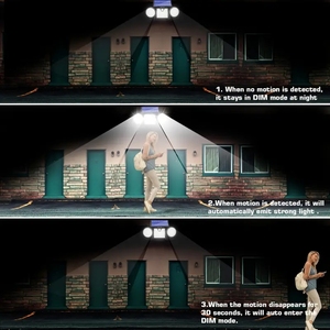 Lampe solaire à 260 LED, 3 têtes, étanche IP65, haute luminosité, détecteur de mouvement, lampe murale solaire, projecteur réglable - Product Image 3