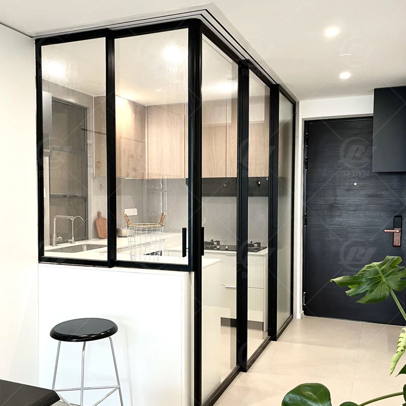 Royen Bathroom Fiberglass Screen Narrow Frame Hidden Track Sliding ...