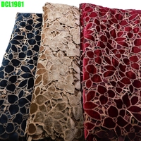 Nouveau Tissu en Dentelle Guipure Africaine à Cordon Brodé pour Mariage, Vêtement Nigérian pour Femme, Dentelle Bordeaux