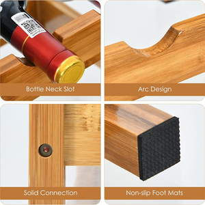 Porte-vin <span class=keywords><strong>en</strong></span> <span class=keywords><strong>bambou</strong></span> à 2 niveaux, 12 bouteilles, support de rangement pour vin sur comptoir, étagère de présentation de vin robuste pour la cuisine et le <span class=keywords><strong>bar</strong></span>, directement de l'usine - Product Image 2
