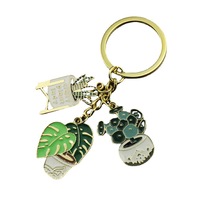 Dessin animé émail Cactus soleil fleur maison porte-clés à la main en métal bijoux à bricoler soi-même pour femmes hommes parfait clé de voiture et décor à la maison cadeau