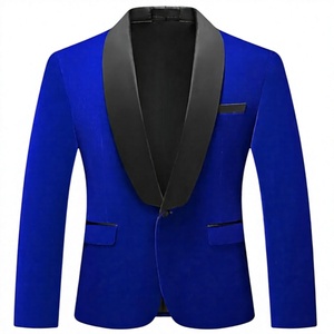 Blazer de Hombre Rojo, Corte Regular, Estilo Británico, Cuello de Solapa, Mezcla de Lana - Product Image 1