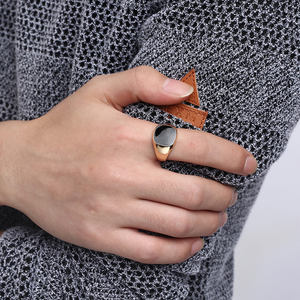 Anillos chapados en oro de 18k para dedo, de alta calidad, esmalte negro, gran oferta - Product Image 4