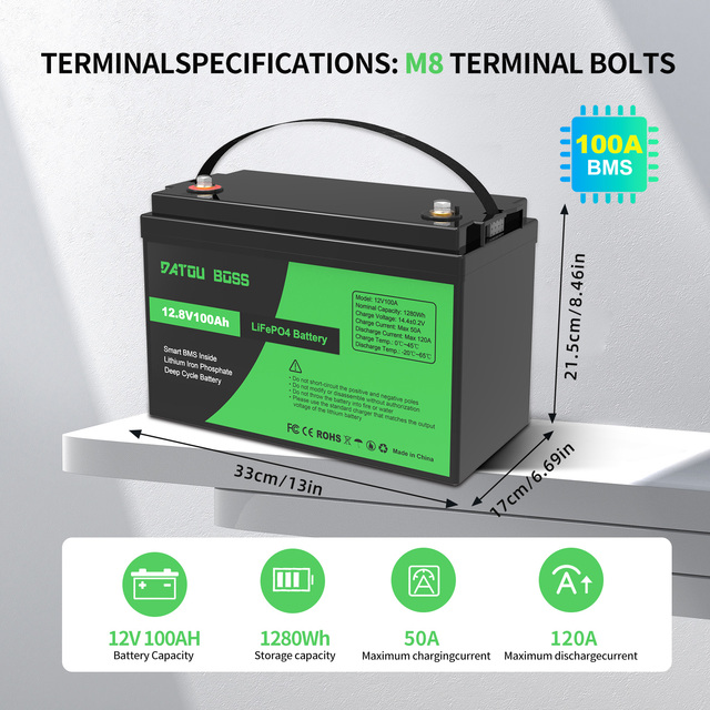 EU USA Stock Deep Cycle Marine Boat RV Rechargeable Solar Battery LiFePO4 12V 100Ah Lithium Battery Lithium Ion Batteries Pack