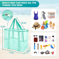 Bolsa de Playa JSBAG Primavera 2025, Directo de Fábrica, Logotipo Personalizado, Malla de Nailon, Impermeable, Resistente a la Arena, Múltiples Bolsillos, Cierre de Cremallera, Portátil