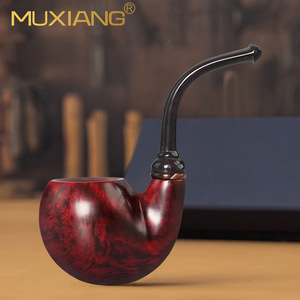 Muxiang Handmade Briarwood Smoking Pipe Bent Shape Traditional Tobacco Pipe For Men - Product Image 3