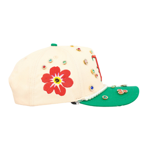 Casquette de baseball Tcap personnalisée à 5 panneaux en sergé avec motif lettre en strass et chaîne de perles – Style sportif urbain unisexe - Product Image 4