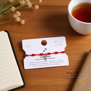 Braccialetto Festival dei Sette Stelle di Sagittario, Cordoncino Rosso in Acciaio Inossidabile, Bracciale Zodiacale Fatto a Mano - Product Image 1