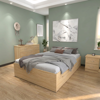 Lit plateforme double Furnizone moderne 2254 en panneaux de bois, couleur personnalisable, mobilier de chambre à coucher de Malaisie, vente chaude