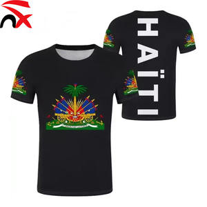 Venta al por mayor Bandera de Haití ropa camiseta de manga corta personalizada bandera haitiana camiseta con escote redondo - Product Image 5