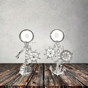 Porte-clés de pêche europé<span class=keywords><strong>en</strong></span> Porte-clés nautique <span class=keywords><strong>vintage</strong></span> pour voilier Boussole Ancre de bateau Pendentif clé décorative phare - Product Image 2