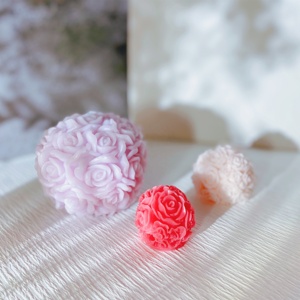 B-5228 3D सिलिकॉन मोल्ड हस्तनिर्मित गुलाब का फूल गेंद मोमबत्ती मोल्ड शादी की रस्म के लिए केक आभूषण Aromatherapy मोम ढालना शिल्प - Product Image 1