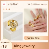 Lot de bagues vintage en forme de cluster, boîte mystère de bijoux avec pièces assorties en zircon cubique plaqué or 18 carats pour mariage