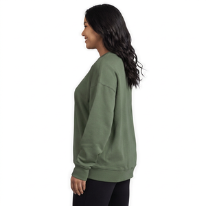 Sudadera de Cuello Redondo 100% Algodón para Mujer, Color Sólido, Transpirable, Tejida, Manga Larga, Ropa de Otoño, Sudaderas para Mujer - Product Image 4