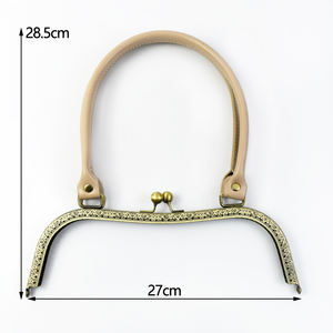 Deepeel BS834 accessori Hardware 27cm metallo quadrato goffrato borse <span class=keywords><strong>Kiss</strong></span> Clasp PU manici borsa da donna staffe da cucire - Product Image 2