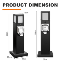 Colonne de prises étanche autoportante avec 2 prises résistantes aux intempéries et lumière LED, borne de puissance pour patio, camping, yacht, villa, jardin