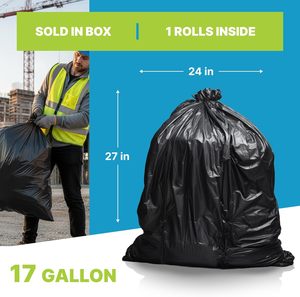 17 Gallon Flap Trash Bags, 24 x 27 Inch 0.85 Mil Heavy Duty Garbage Bags, 50 Count Flat Seal Bottom Disposable <b>Bin</b> Liners - Product Image 6